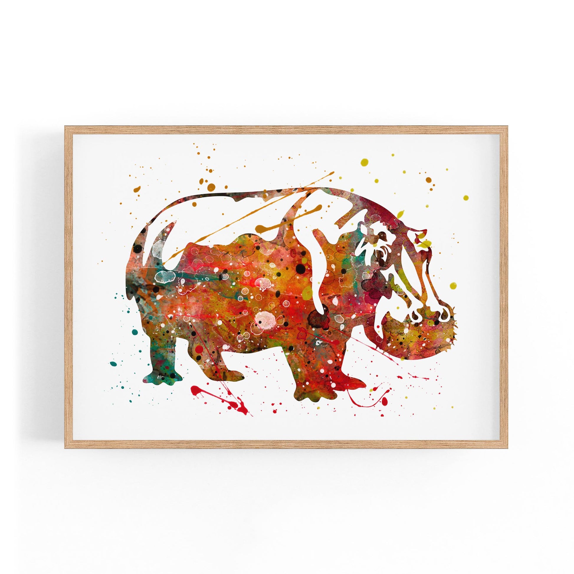 Watercolour Hippo Painting Animal Nursery Wall Art - The Affordable Art Company