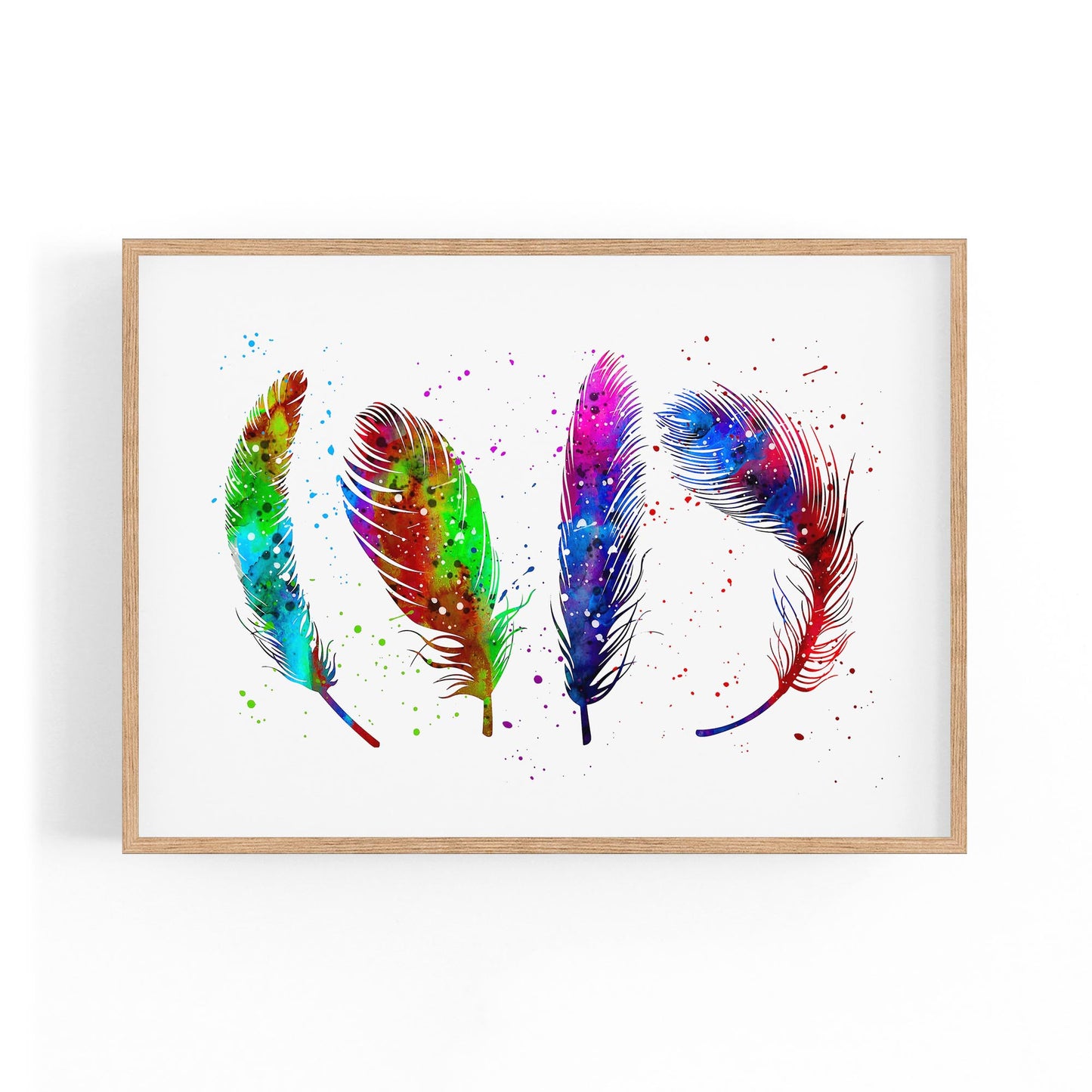 Feather Painting Colourful Bird Wall Art #1 - The Affordable Art Company