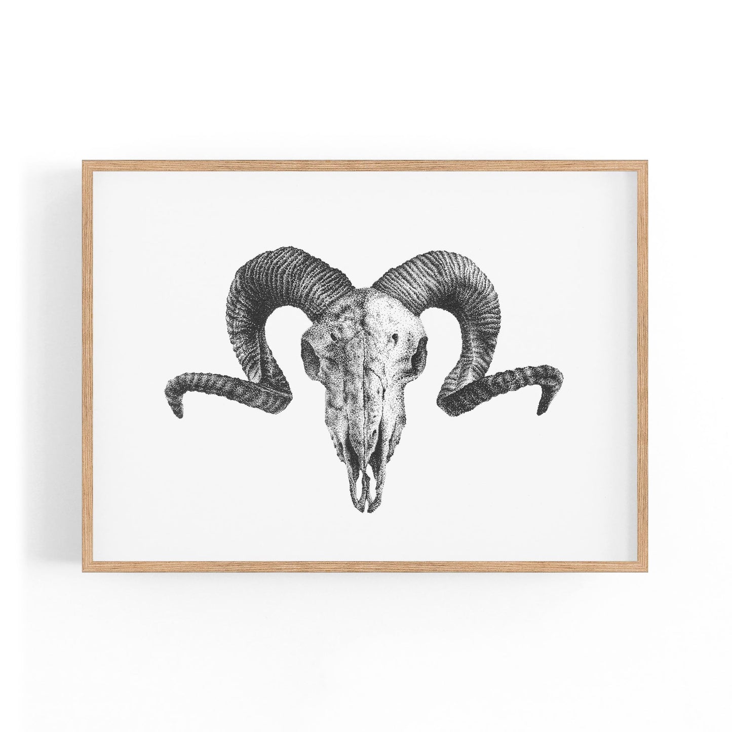 Ram Skull Drawing Man Cave Animal Wall Art - The Affordable Art Company