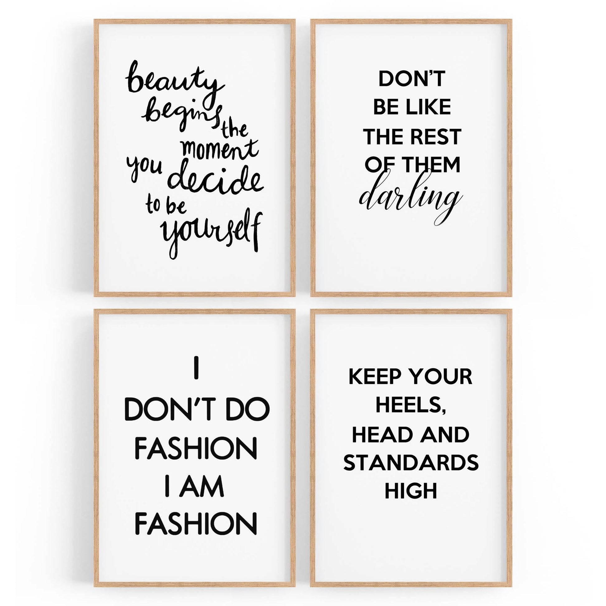 Set of 4 Inspirational Fashion Quotes Bedroom Wall Art - The Affordable Art Company