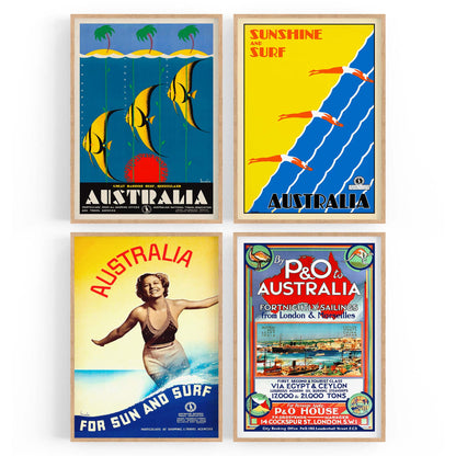 Set of 4 Australian Vintage Advertisements Wall Art - The Affordable Art Company