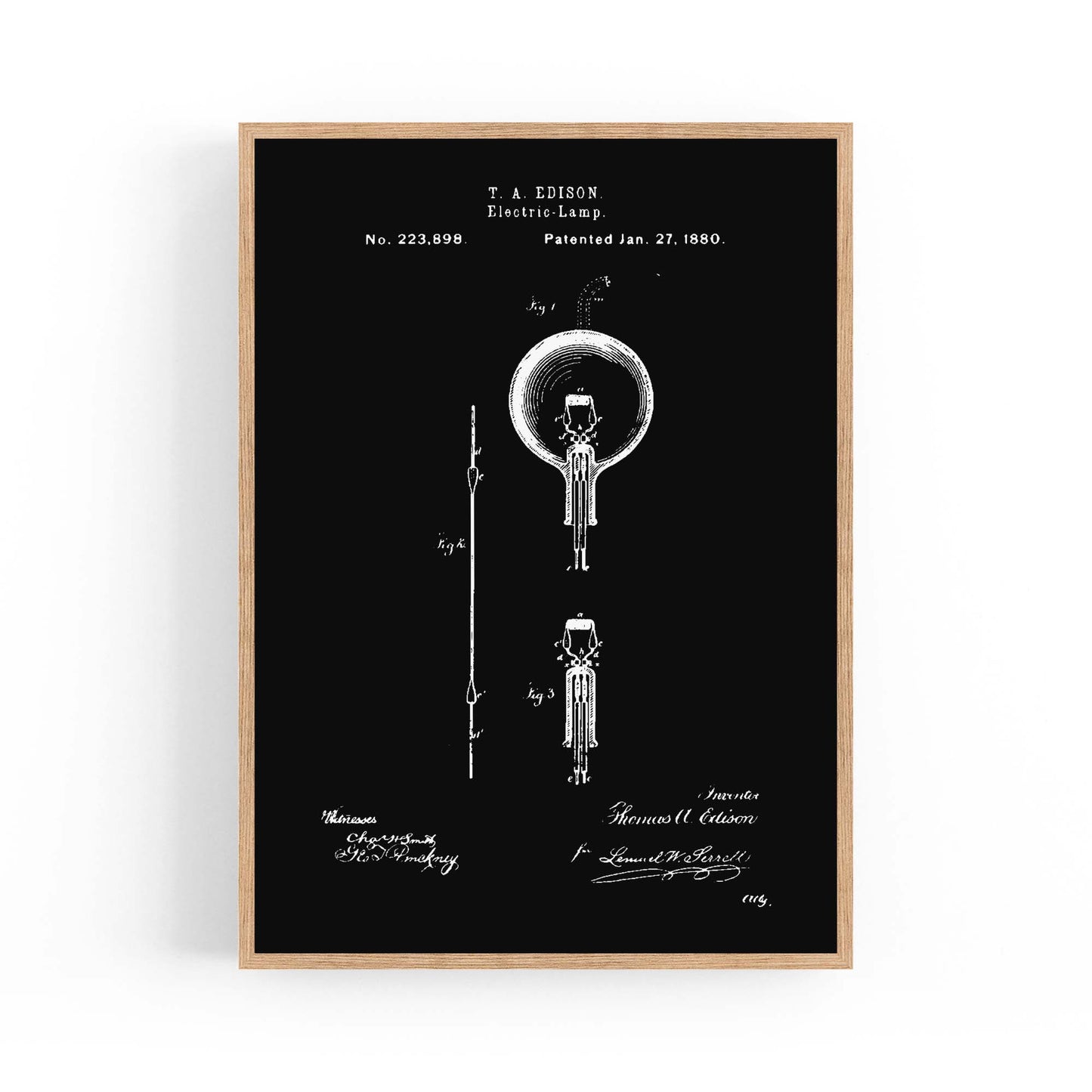 Vintage Edison Light Bulb Patent Wall Art #1 - The Affordable Art Company