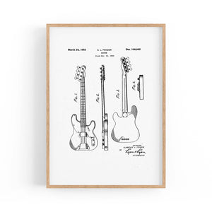 Fender Guitar White Patent Music Gift Wall Art - The Affordable Art Company