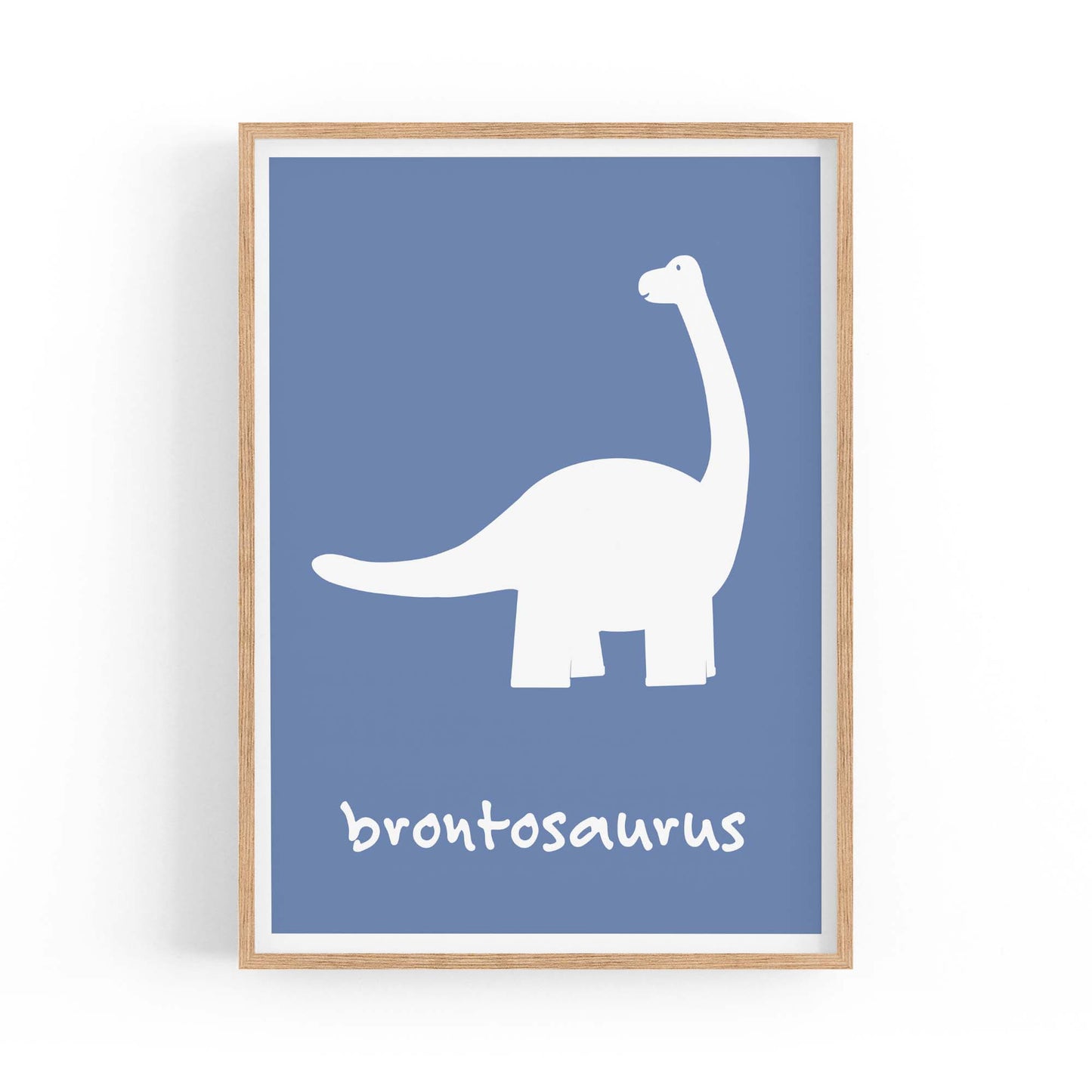 Brontosaurus Blue Dinosaur Nursery Boys Bedroom Art - The Affordable Art Company