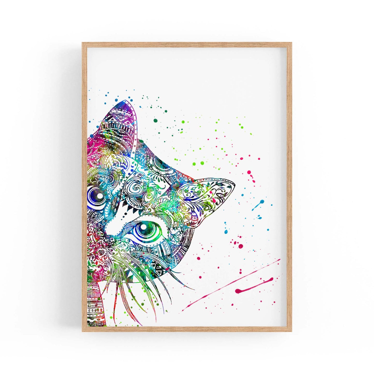 Cat Mandala Cute Animal Pattern Wall Art - The Affordable Art Company