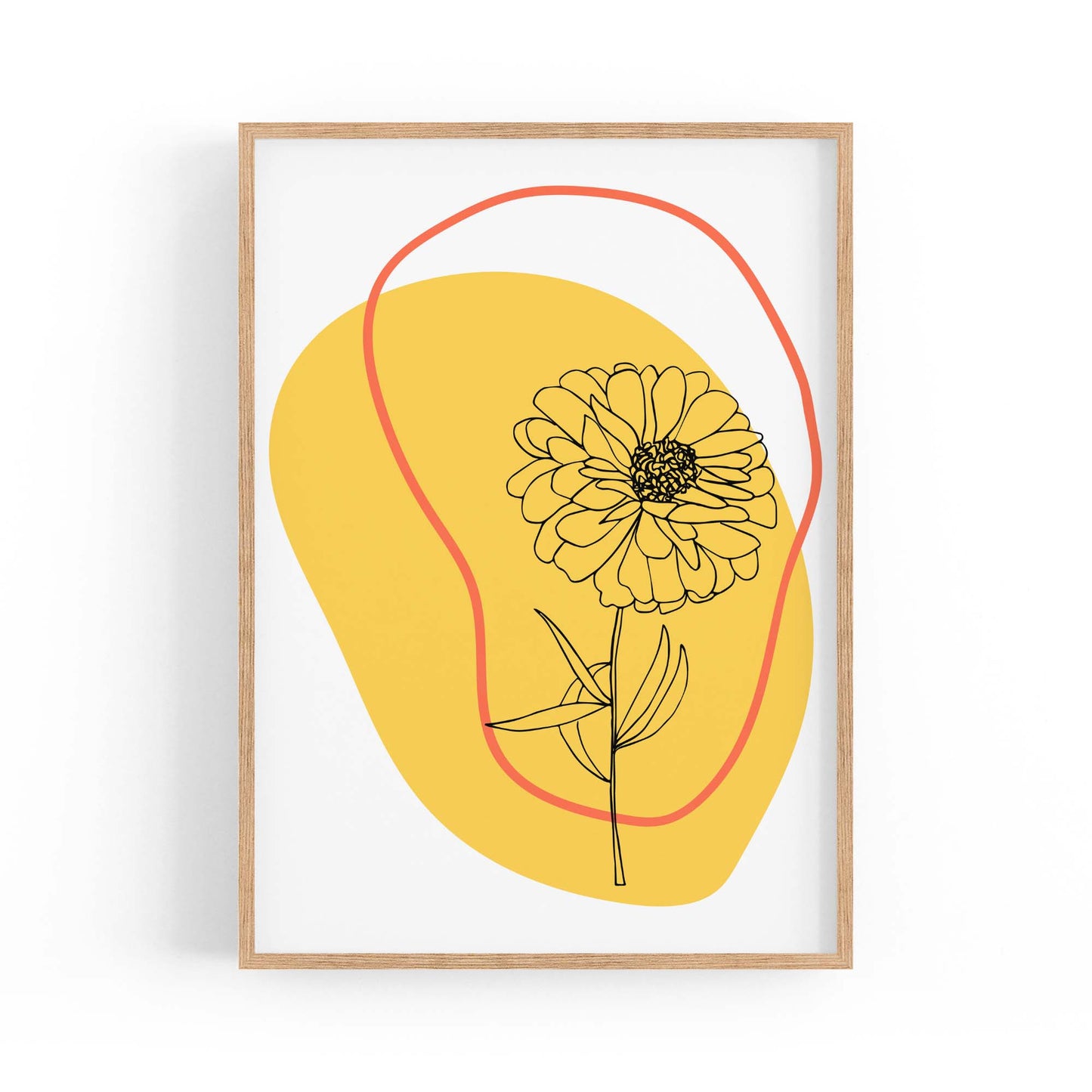 Abstract Sunflower Yellow Flower Modern Wall Art - The Affordable Art Company