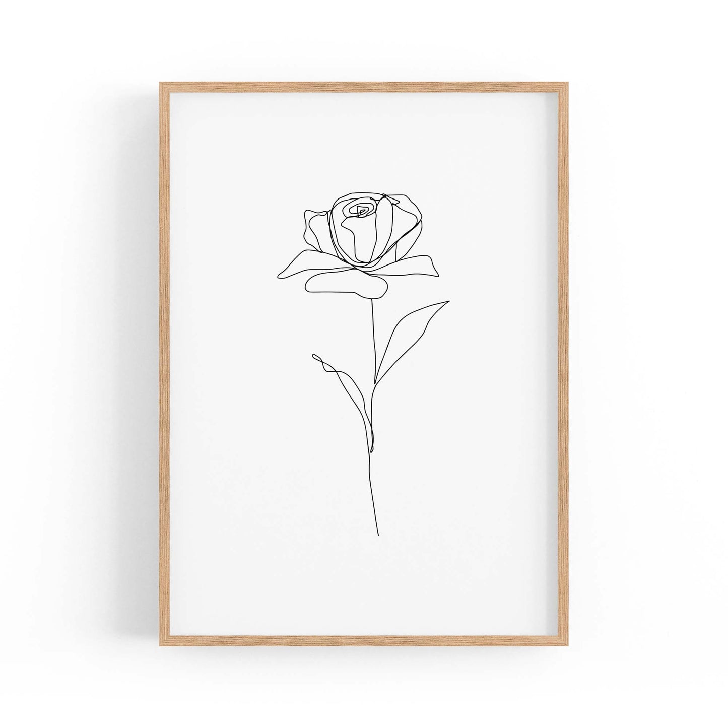 Minimal Rose Flower Line Drawing Abstract Wall Art #1 - The Affordable Art Company