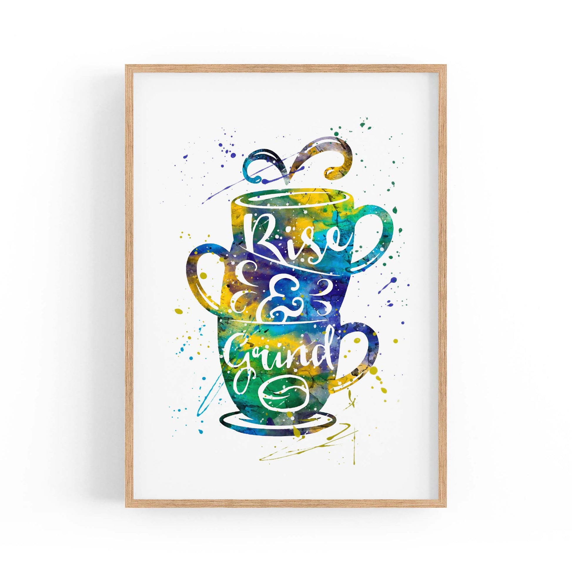 "Rise & Grind" Cafe Coffee Kitchen Morning Wall Art - The Affordable Art Company