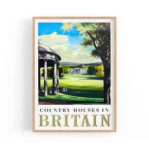 Country Houses In Britain Vintage Travel Advert Wall Art - The Affordable Art Company
