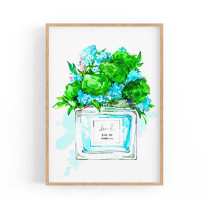 Green Floral Perfume Bottle Fashion Wall Art - The Affordable Art Company
