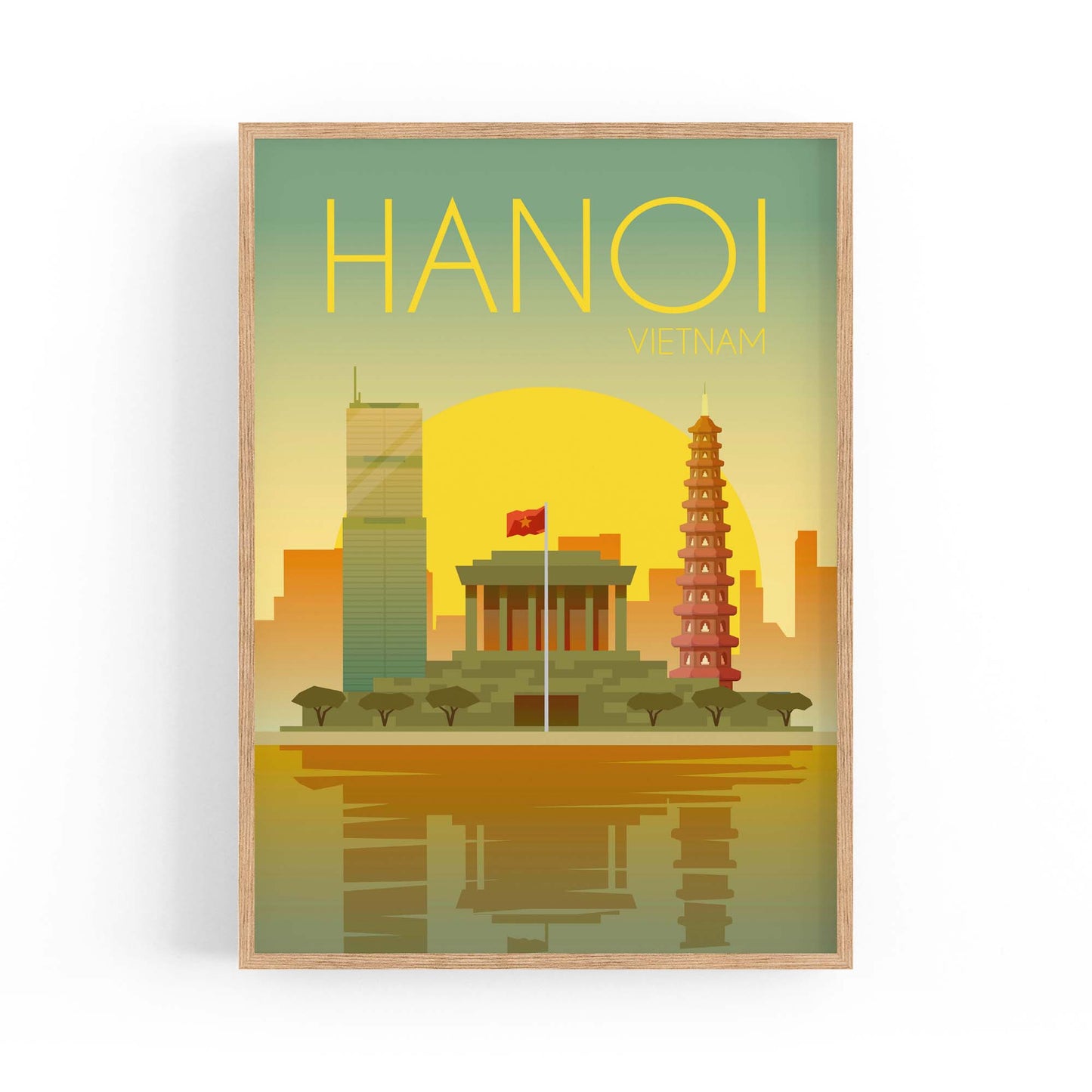 Retro Hanoi Vietnam Travel Vintage Wall Art - The Affordable Art Company