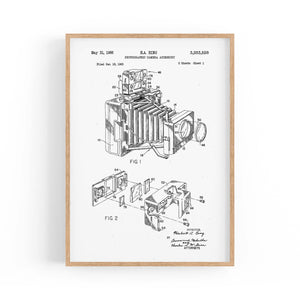 Vintage Camera White Patent Photographer Wall Art - The Affordable Art Company