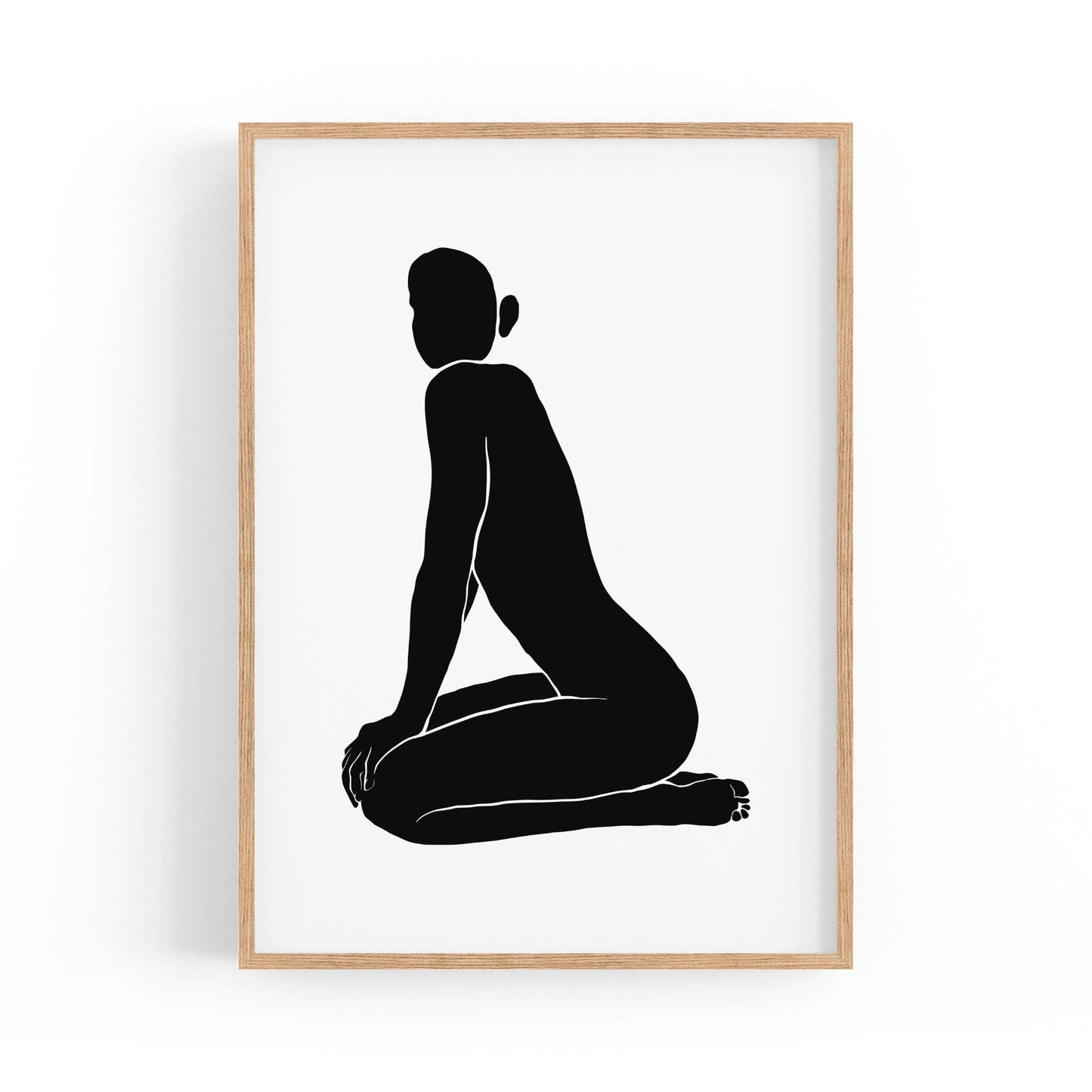 Nude Female Silhouette Retro Minimal Wall Art - The Affordable Art Company