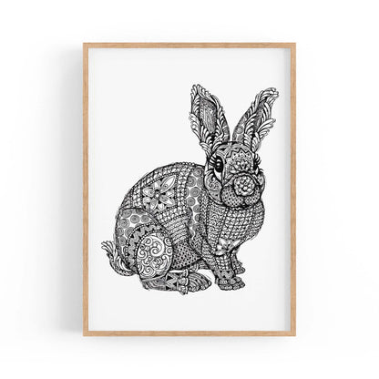 Rabbit Mandala Minimal Drawing Wall Art - The Affordable Art Company