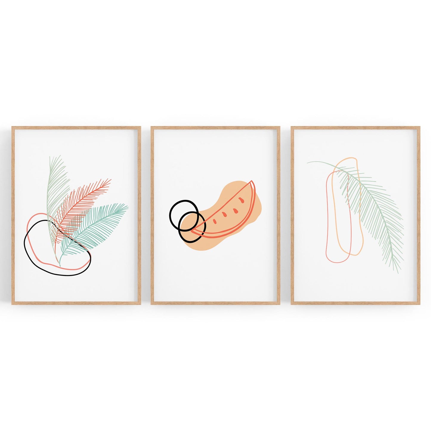 Set of Abstract Feather Kitchen Minimal Wall Art - The Affordable Art Company