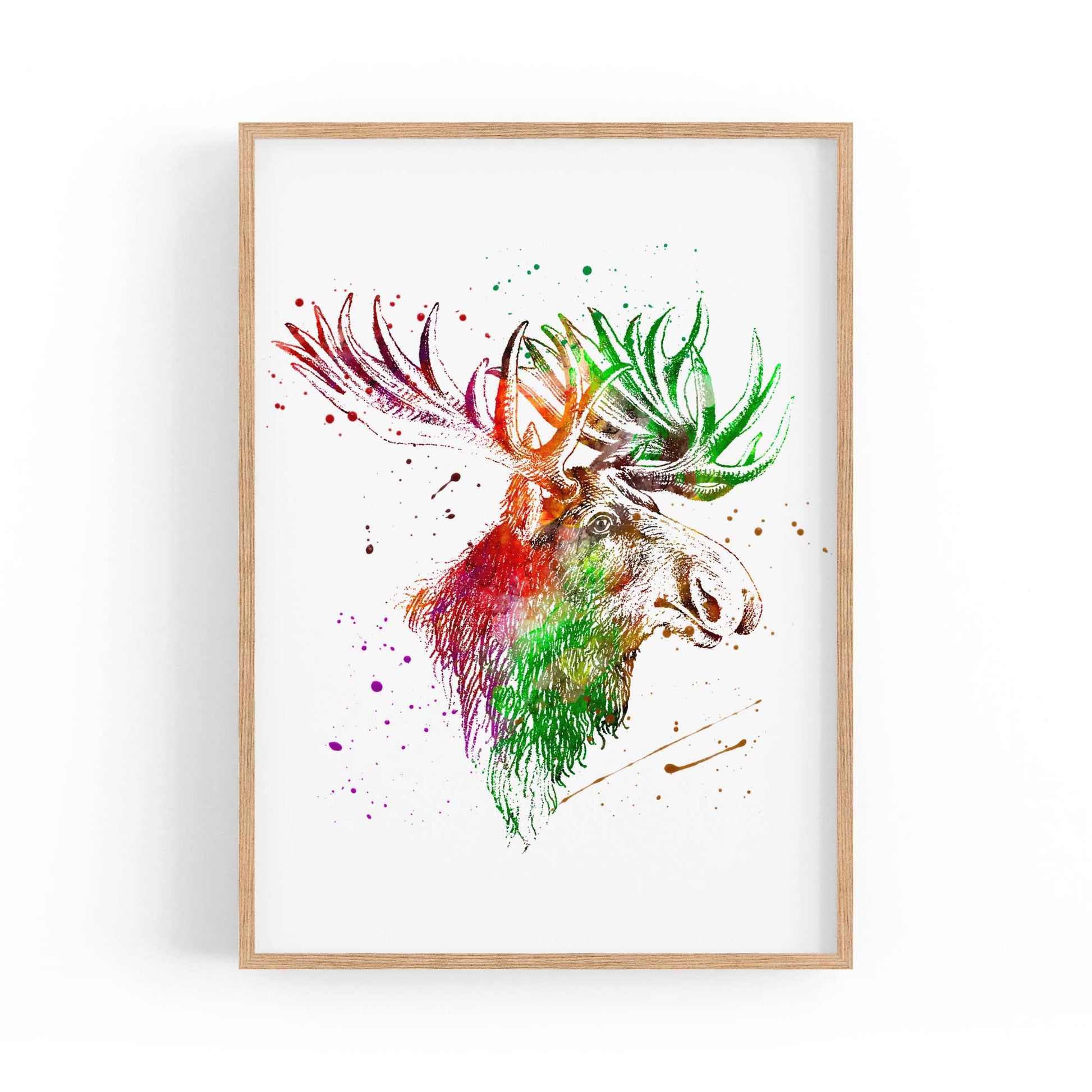 Moose Head Drawing Hunting Man Cave Wall Art #1 - The Affordable Art Company