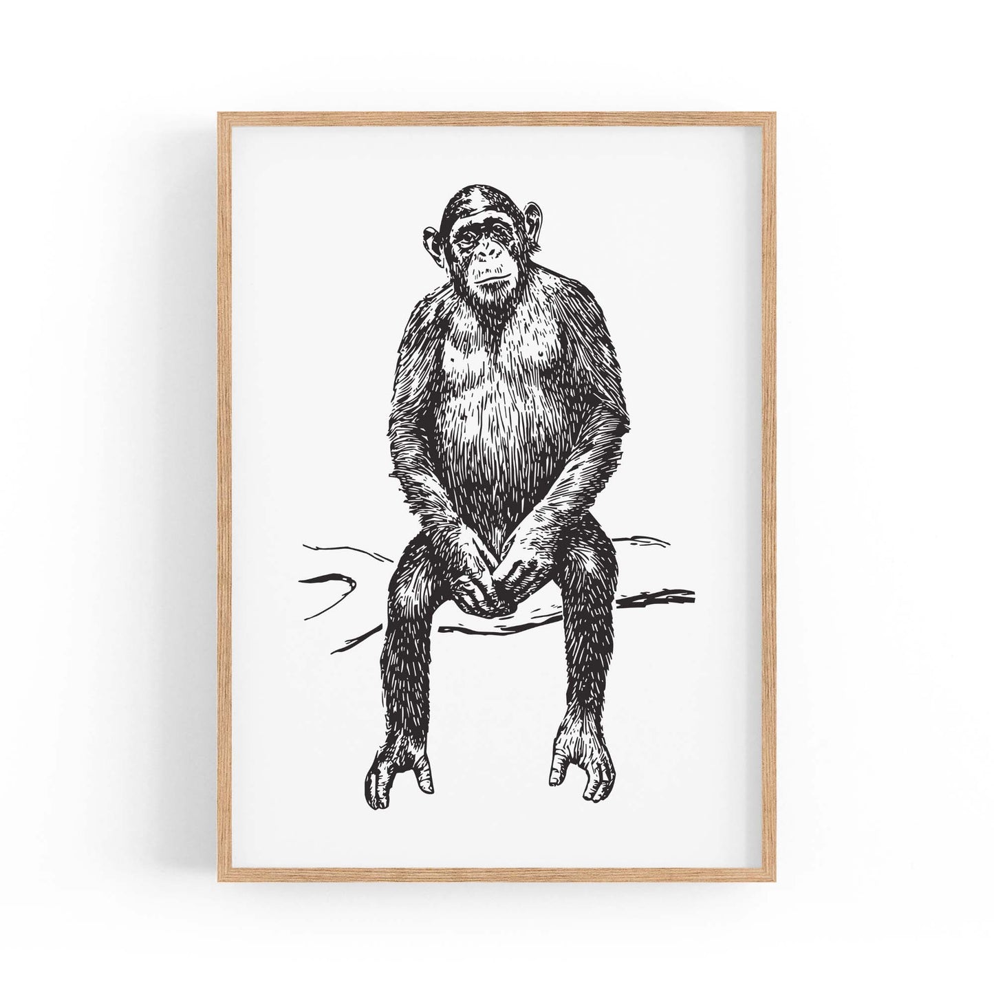 Monkey Drawing Animal Jungle Wall Art - The Affordable Art Company