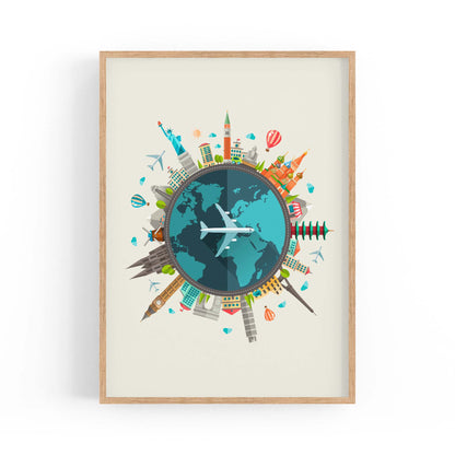 World Travel Retro Landmarks Wall Art - The Affordable Art Company