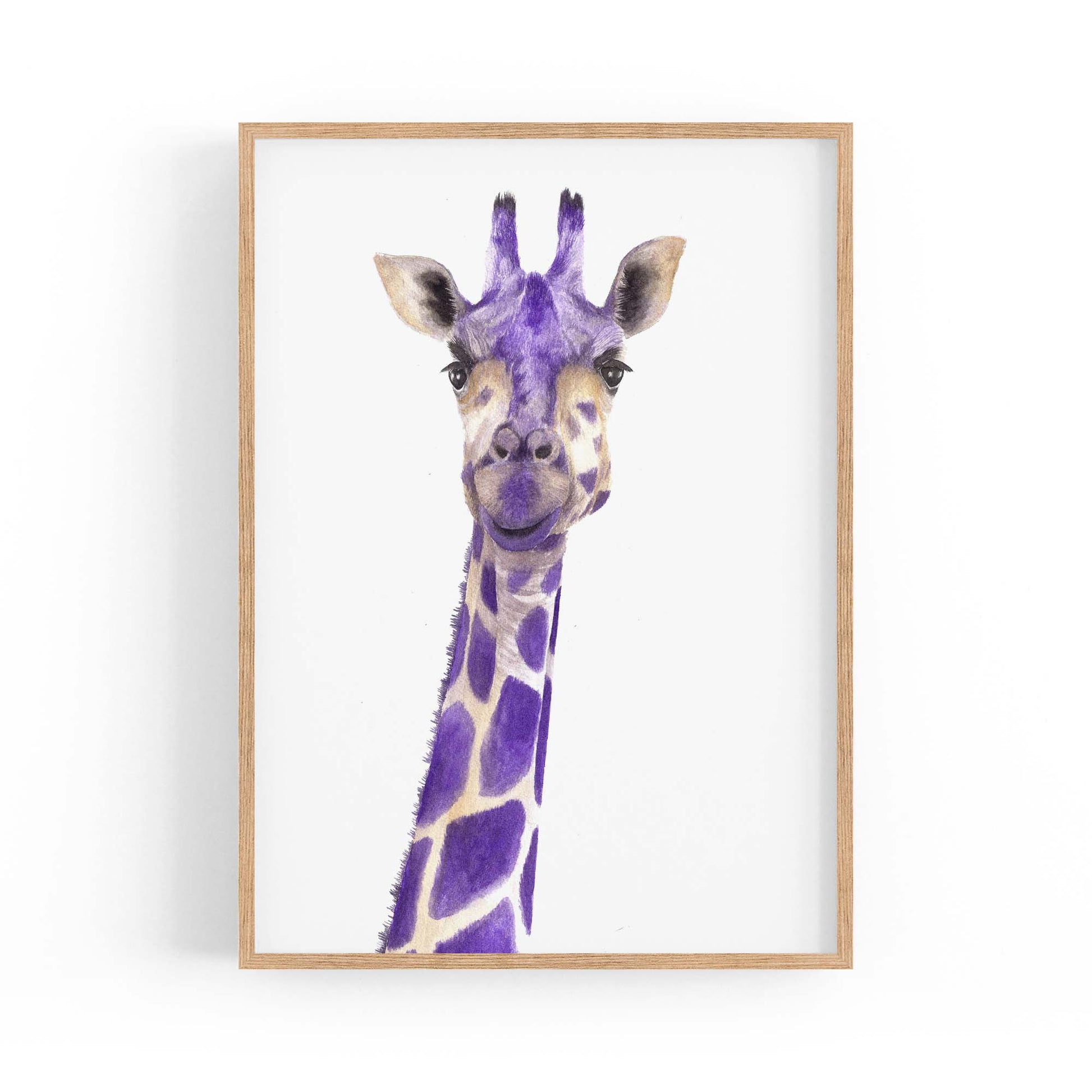 Purple Giraffe Drawing Safari Animal Wall Art - The Affordable Art Company