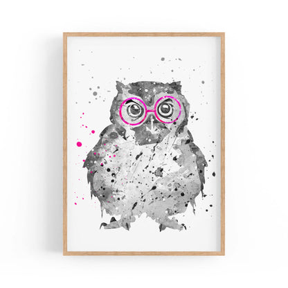 Owl with Glasses Nursery Animal Bedroom Wall Art - The Affordable Art Company