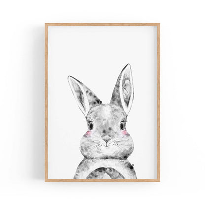 Cute Blushing Baby Bunny Rabbit Nursery Animal Art - The Affordable Art Company