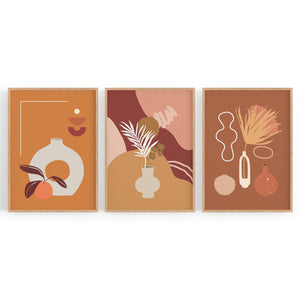 Set of Botanical Abstract Kitchen Hallway Wall Art - The Affordable Art Company