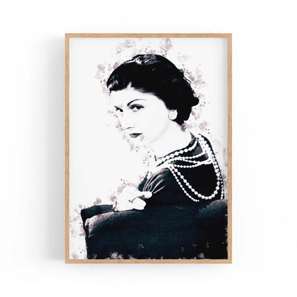 Coco Chanel Portrait Fashion Girls Bedroom Wall Art - The Affordable Art Company