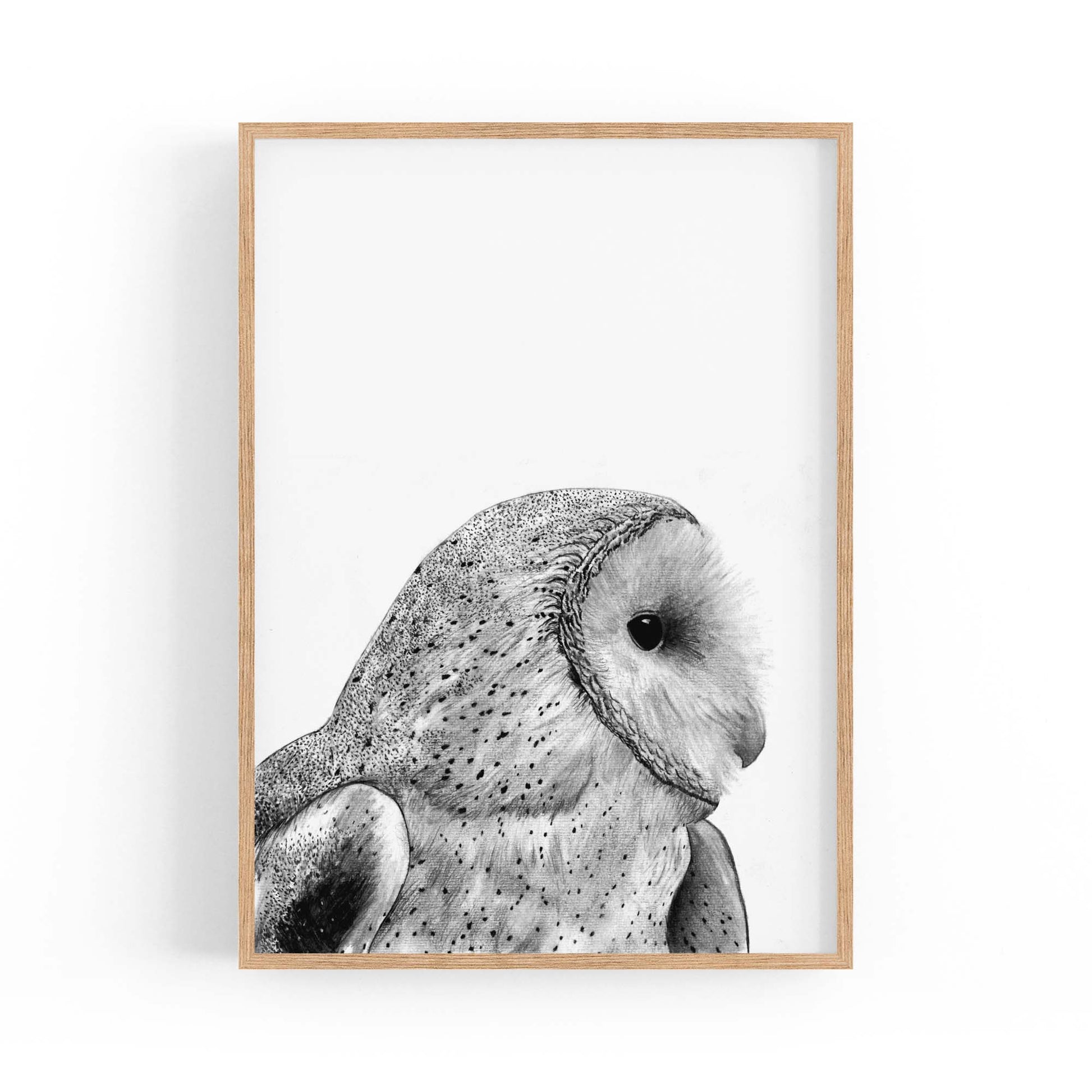 Owl Drawing Portrait Minimal Black Wall Art #1 - The Affordable Art Company