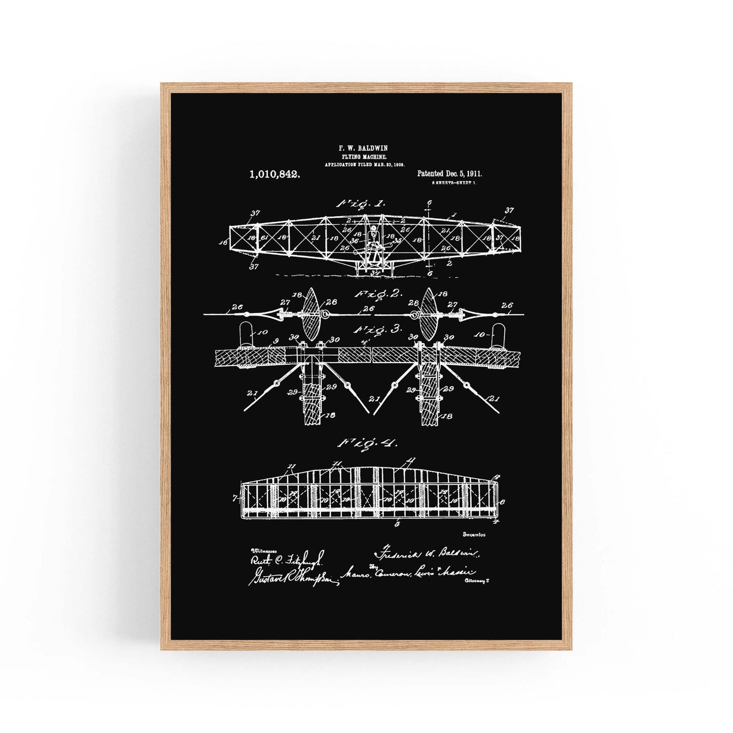 Airplane Patent Vintage Minimal Man Cave Wall Art #1 - The Affordable Art Company