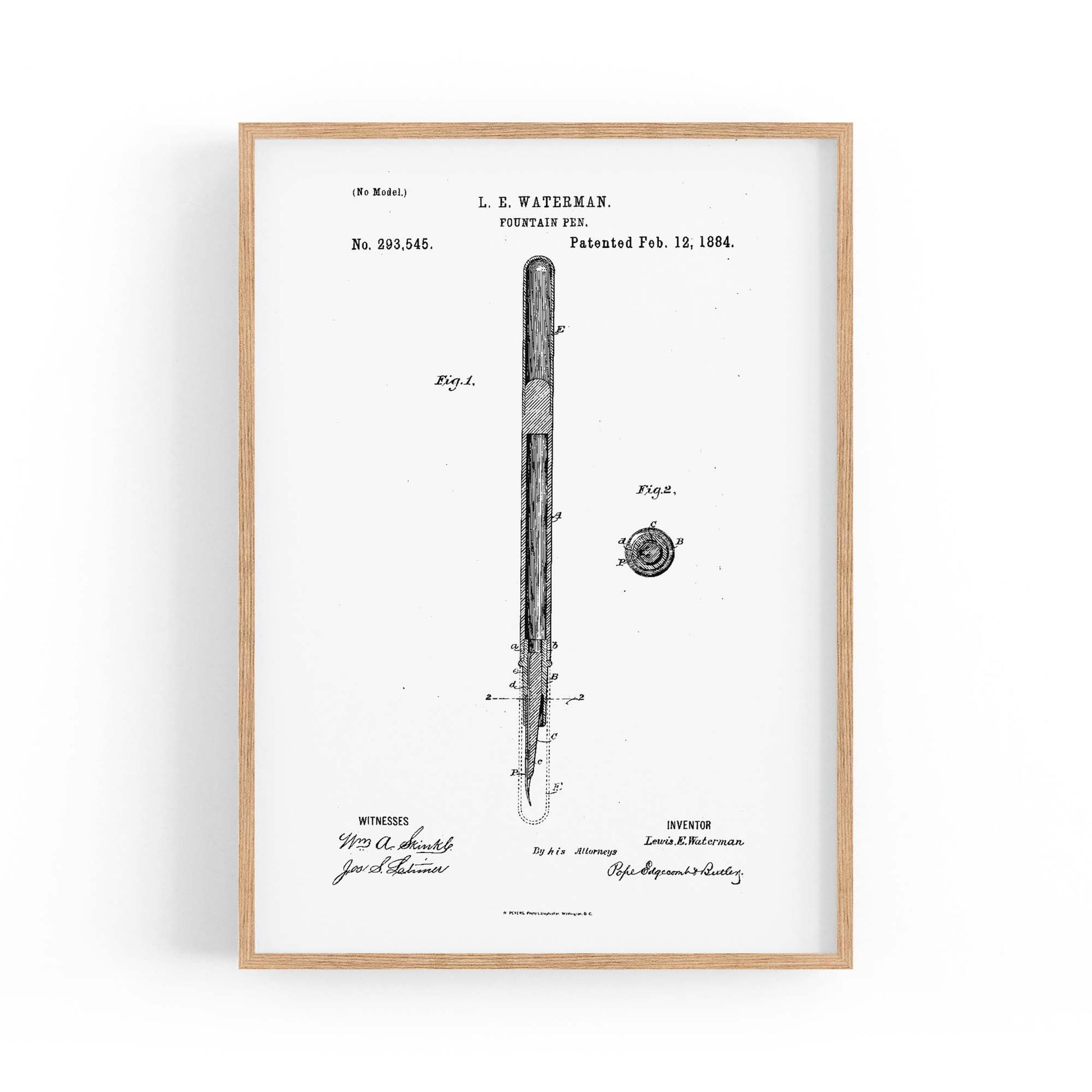 Vintage Fountain Pen Patent Artwork Wall Art #2 - The Affordable Art Company