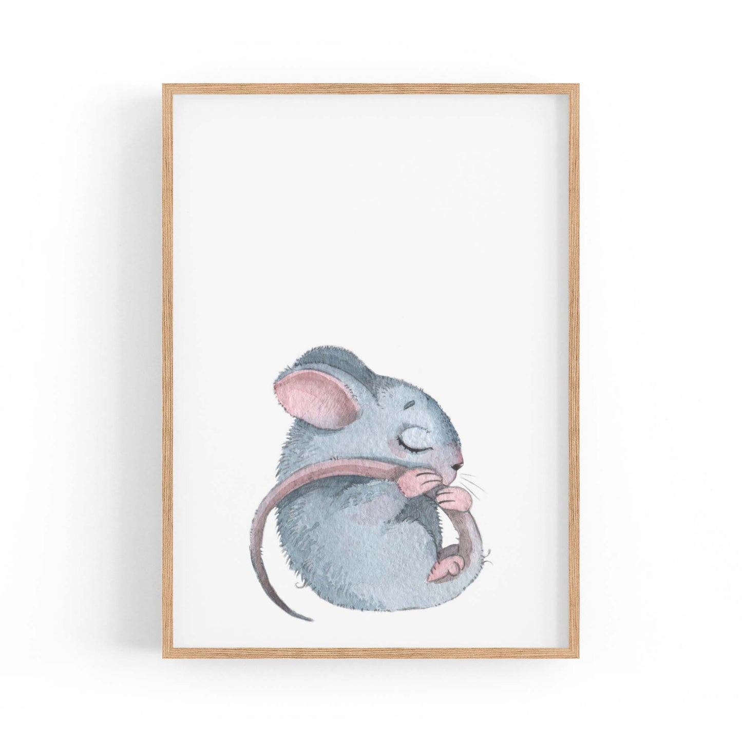 Sleeping Mouse Cartoon Animal Nursery Wall Art #1 - The Affordable Art Company