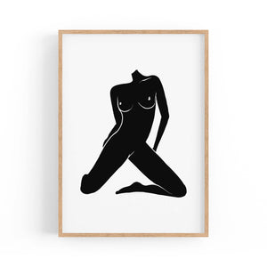 Nude Ink Abstract Painting Minimal Black Wall Art - The Affordable Art Company