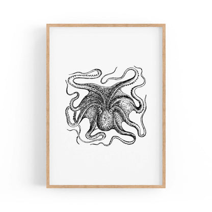 Octopus Drawing Minimal Sealife Wall Art #1 - The Affordable Art Company