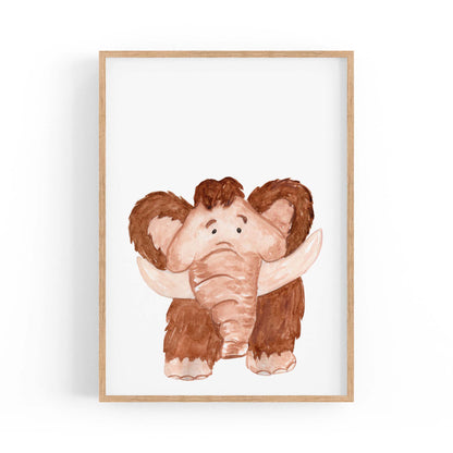 Cartoon Mammoth Cute Nursery Baby Animal Art - The Affordable Art Company