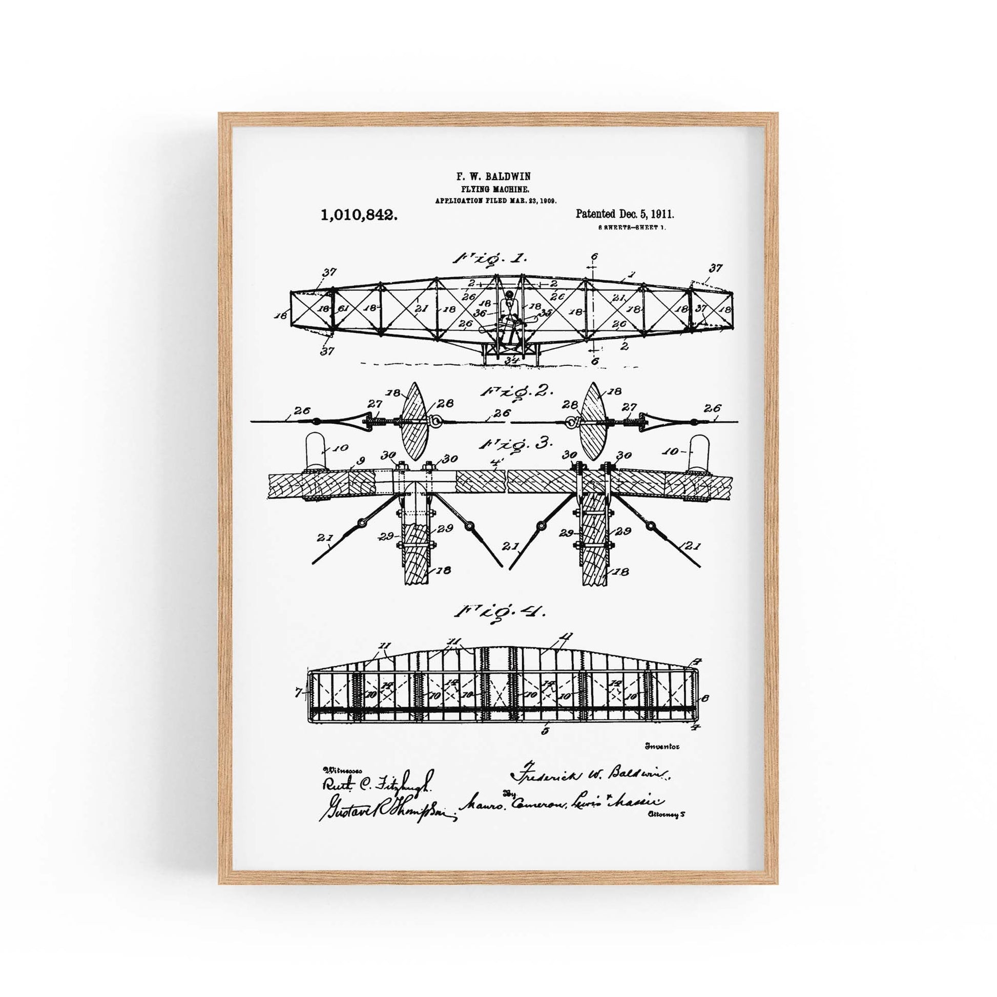Airplane Patent Vintage Minimal Man Cave Wall Art #3 - The Affordable Art Company