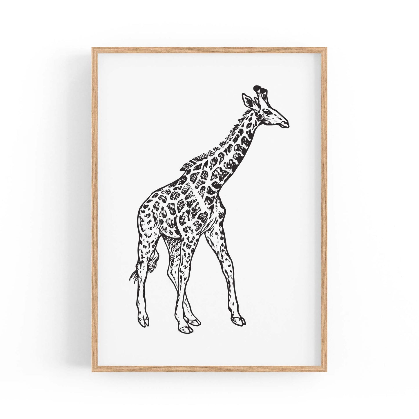 Detailed Giraffe Drawing Safari Animal Wall Art - The Affordable Art Company