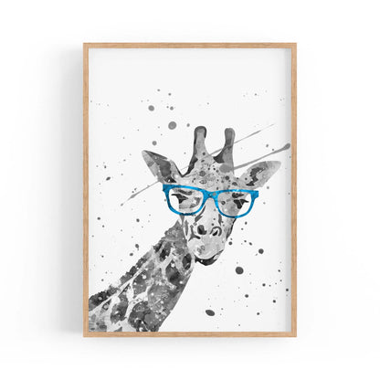 Giraffe with Glasses Cute Nursery Decor Wall Art - The Affordable Art Company