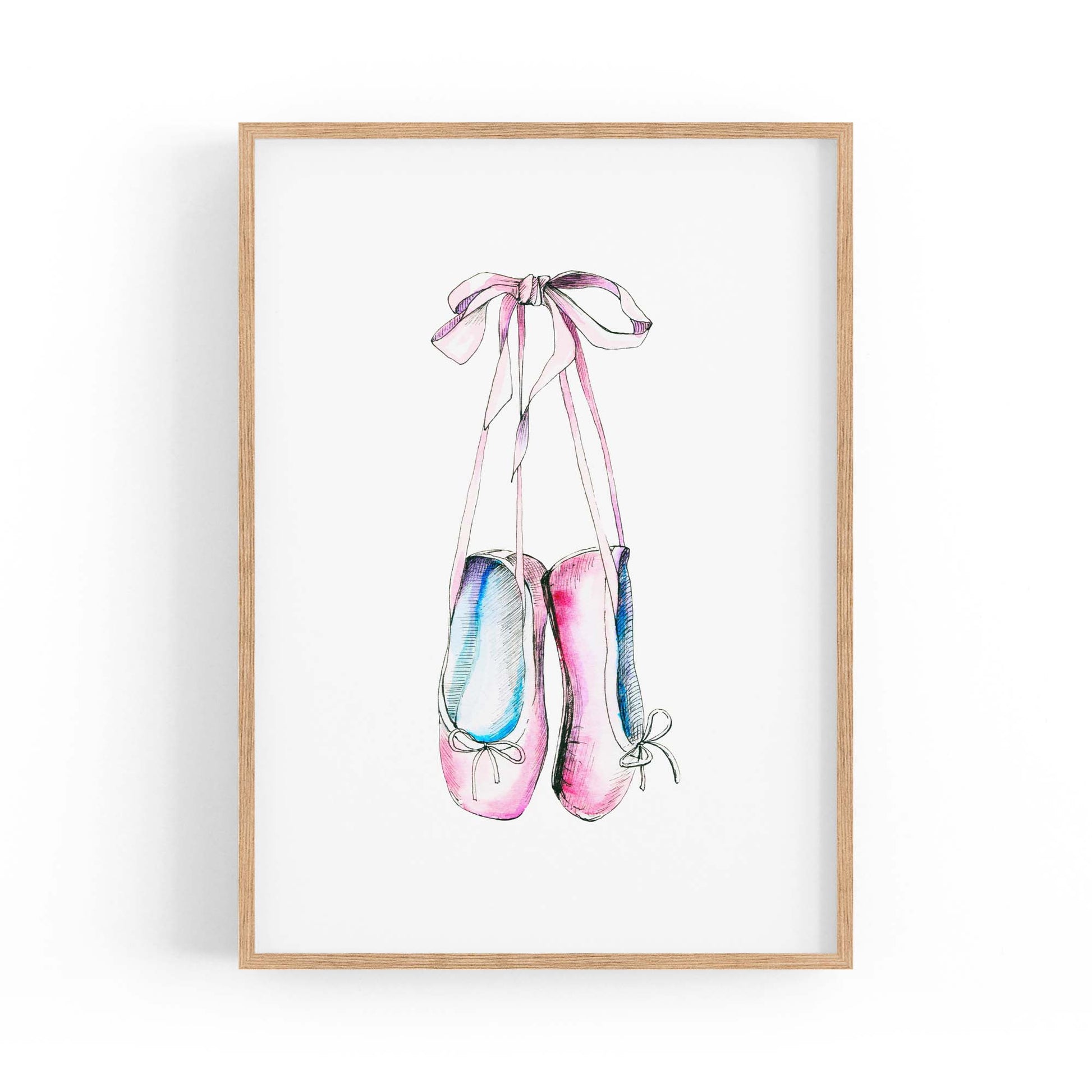 Cute Ballet Shoes Girls Bedroom Pink Wall Art - The Affordable Art Company