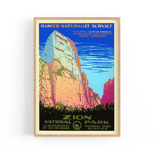 Zion National Park, USA Vintage Travel Wall Art - The Affordable Art Company
