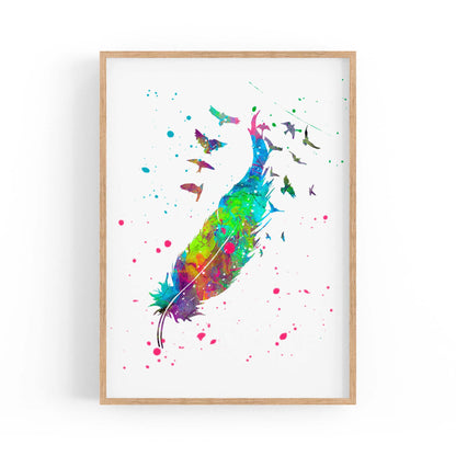 Feather Painting Colourful Bird Wall Art #3 - The Affordable Art Company