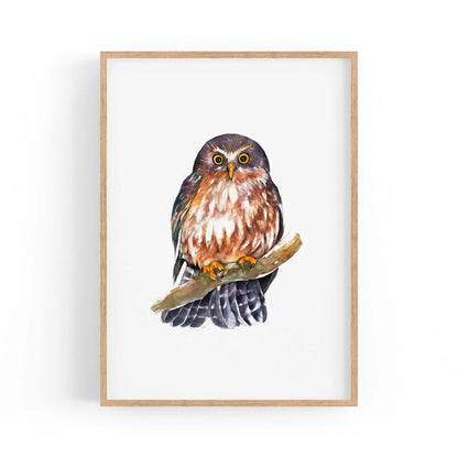 Watercolour Owl Painting Animal Nursery Wall Art - The Affordable Art Company