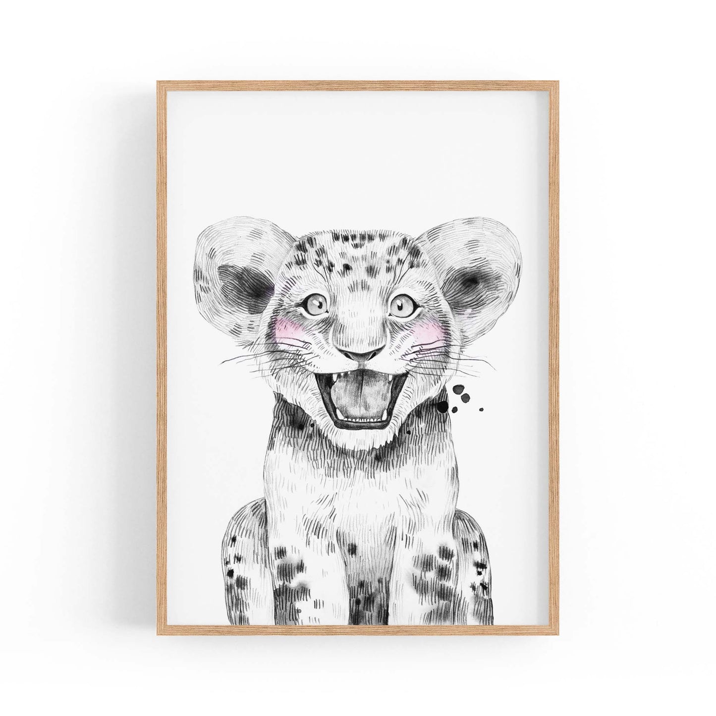 Cute Blushing Baby Lion Nursery Animal Wall Art - The Affordable Art Company