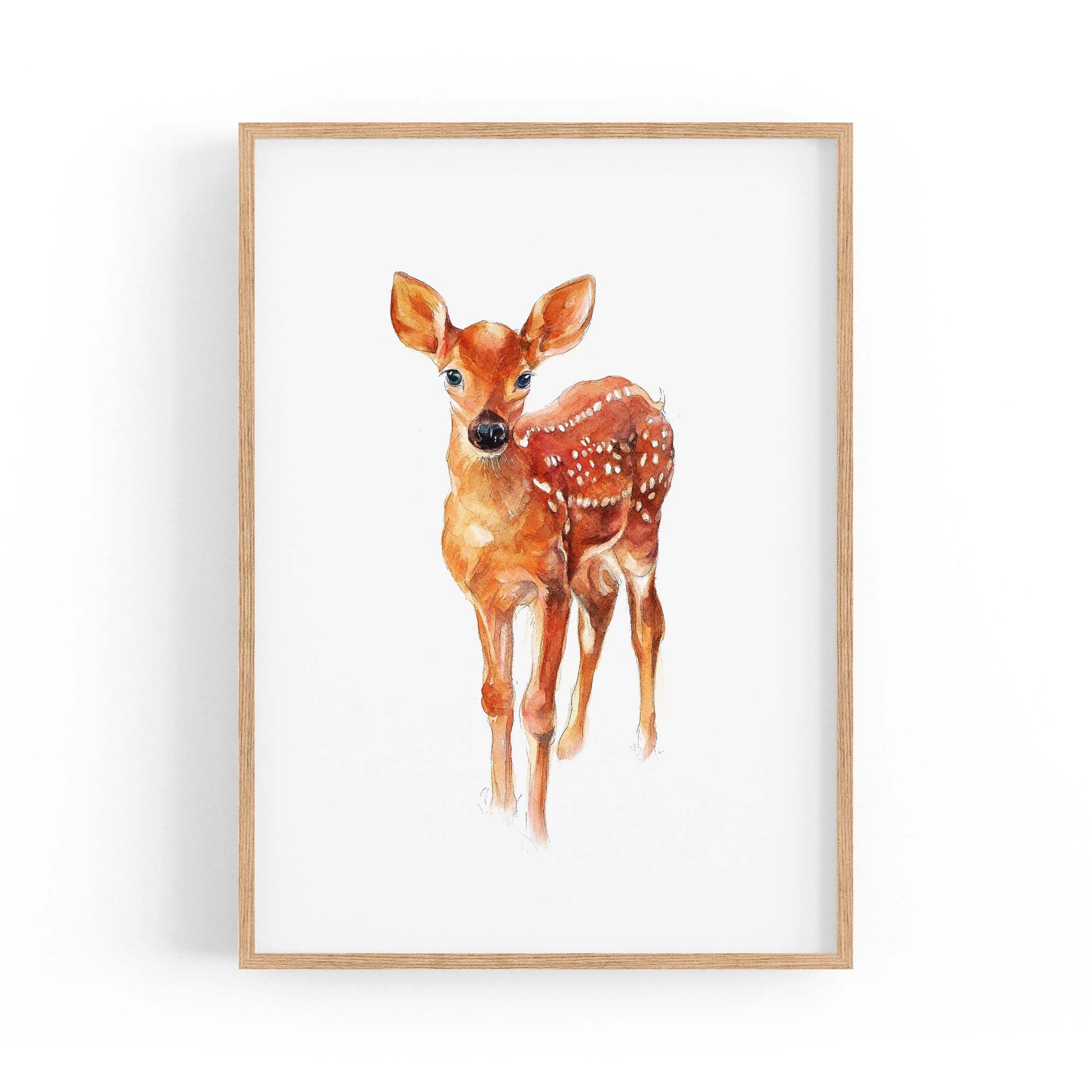Watercolour Deer Painting Animal Nursery Wall Art - The Affordable Art Company