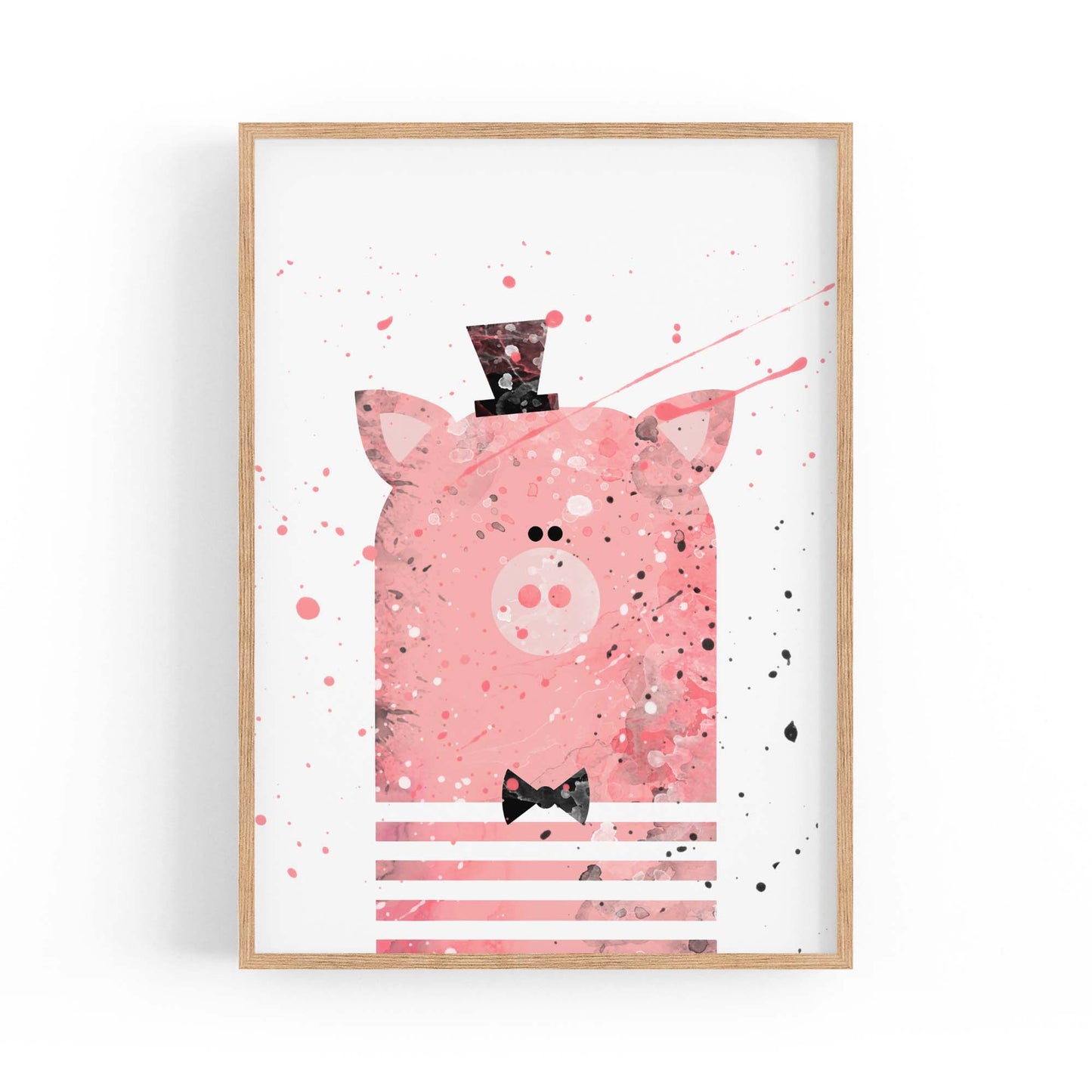 Pink Pig Nursery Cartoon Cute Animal Baby Wall Art - The Affordable Art Company