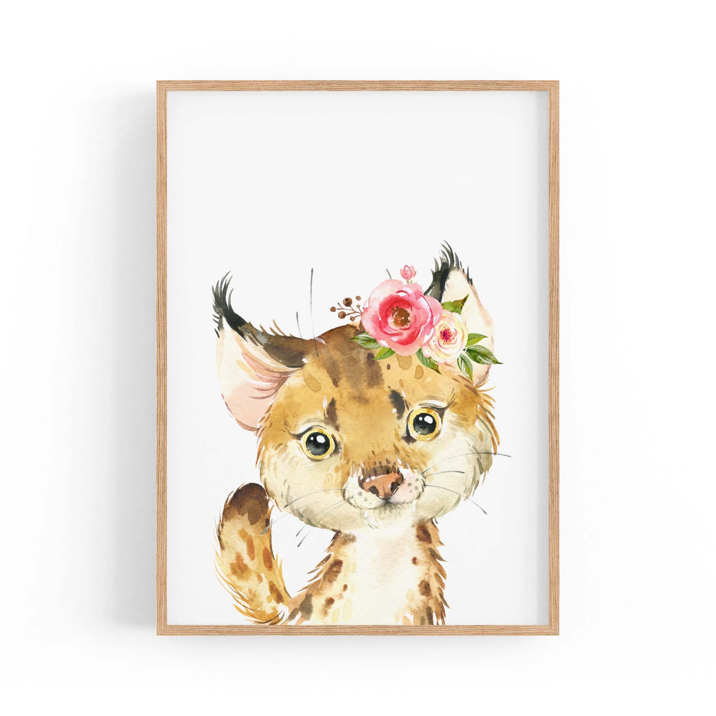 Cute Baby Bobcat Nursery Animal Gift Wall Art - The Affordable Art Company