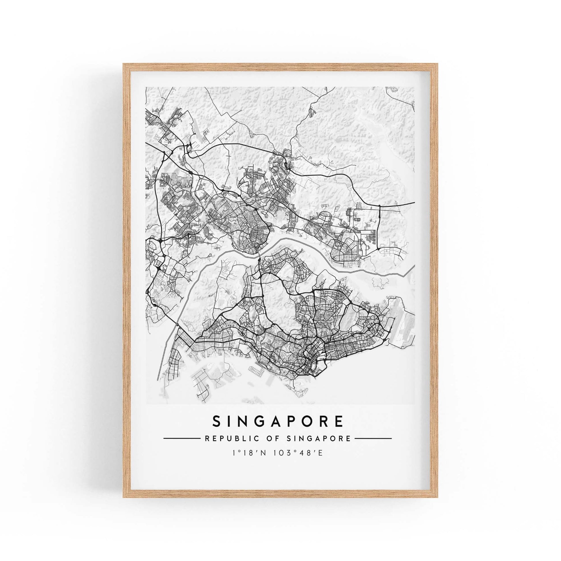 Singapore Minimal Map Wall Art - The Affordable Art Company