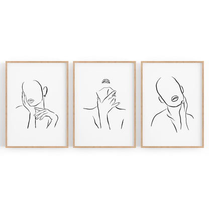 Set of Female Faces Minimal Line Drawings Wall Art - The Affordable Art Company