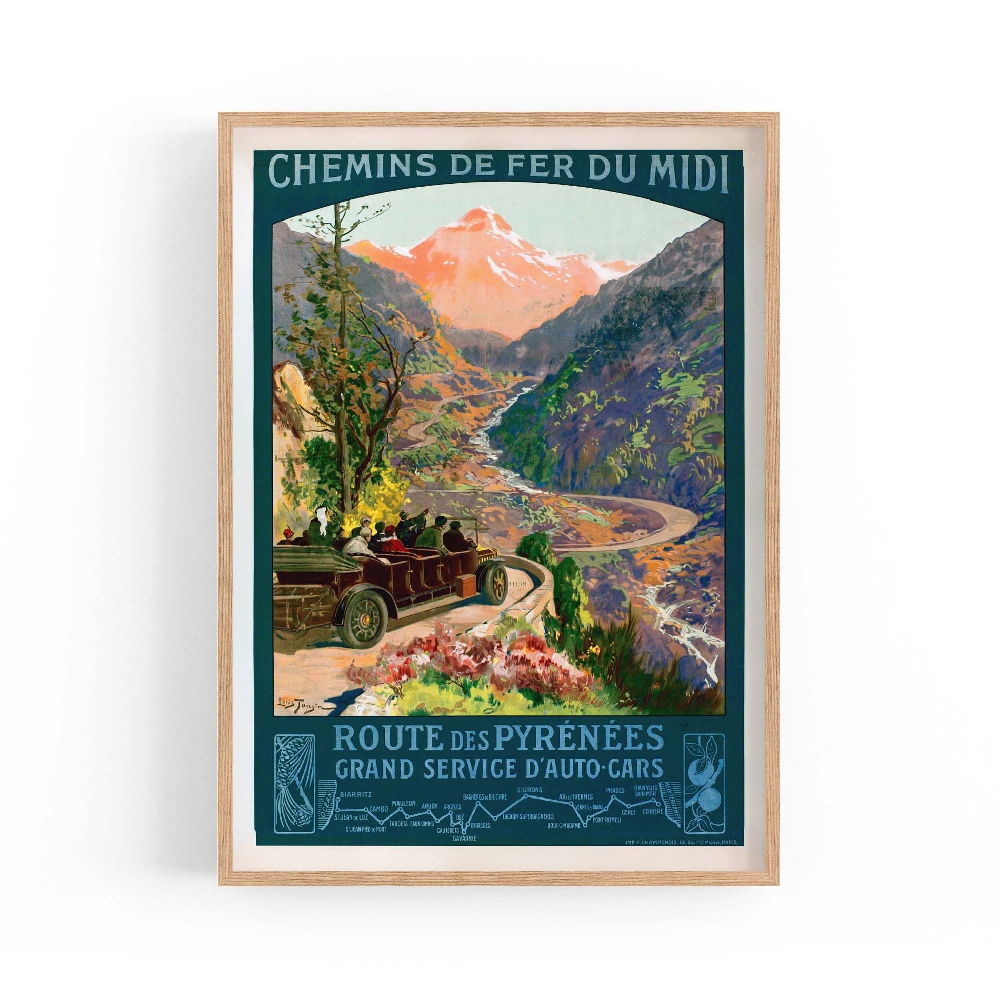 French Pyrenees, France Vintage Advert Wall Art - The Affordable Art Company