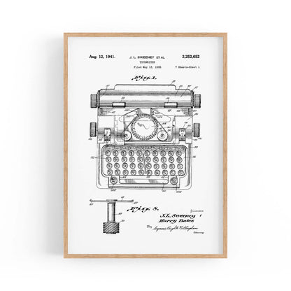 Vintage Typewriter White Patent Wall Art #3 - The Affordable Art Company