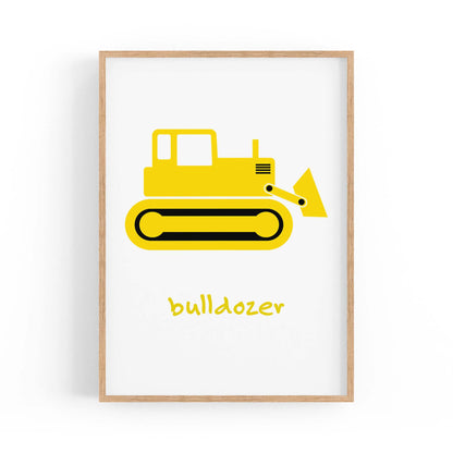 Yellow Digger Boys Bedroom Nursery Wall Art - The Affordable Art Company